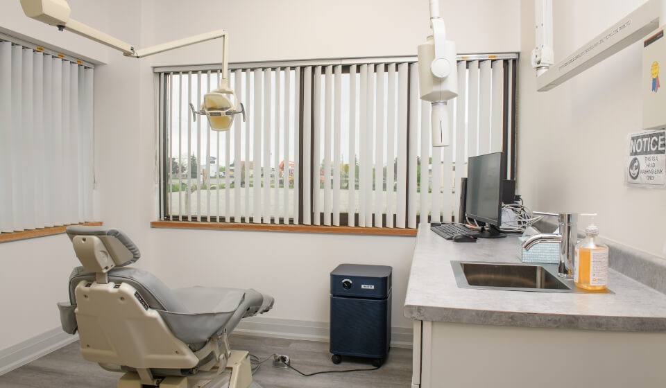 inside look of an exam room at Bolton, ON dental office The Tooth Place
